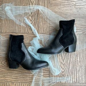 Anthropologie Black Leather Suede Bootie
